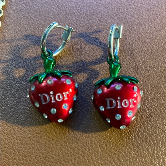 Dior Red Strawberry Necklace and Earrings Set - Picture 2 of 11